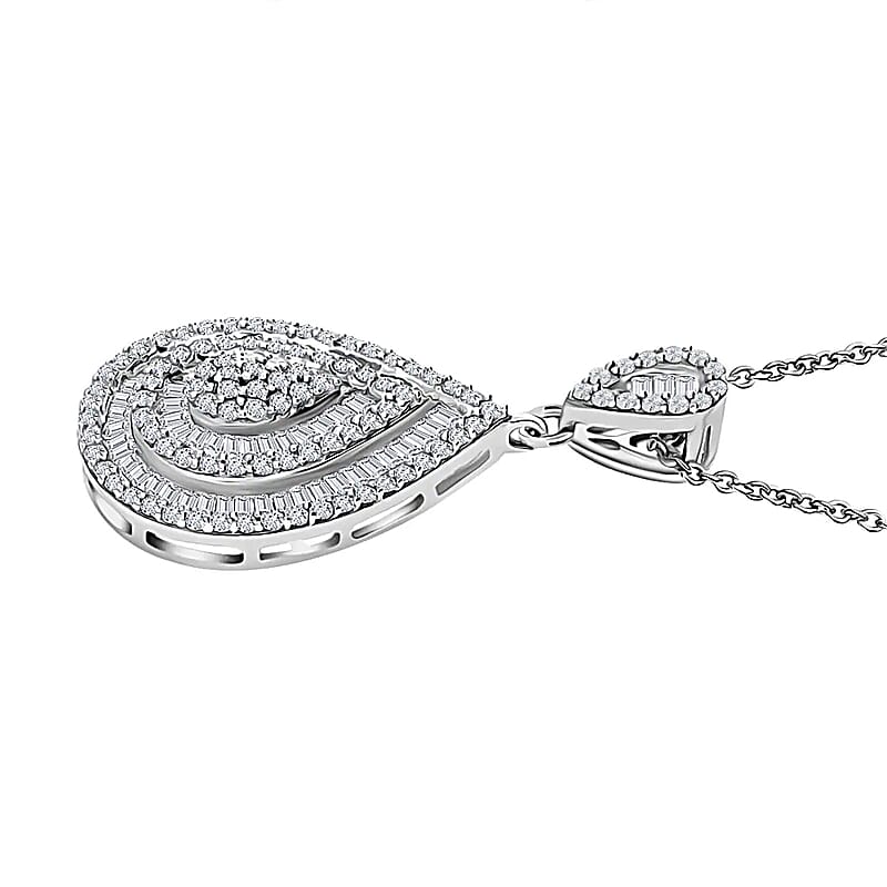 Diamond 1.00 ctw Pendant Necklace in Platinum Over Sterling Silver 18 Inches