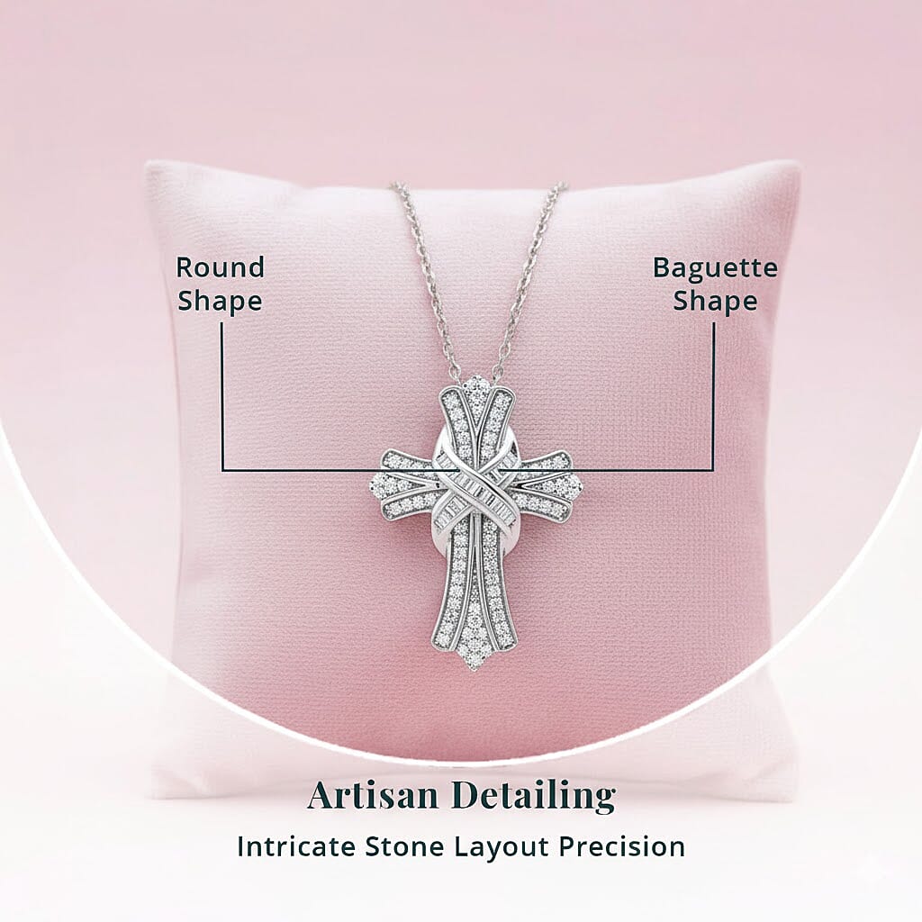 Diamond 0.50 ctw Cross Pendant Necklace in Platinum Over Sterling Silver 18-20 Inches