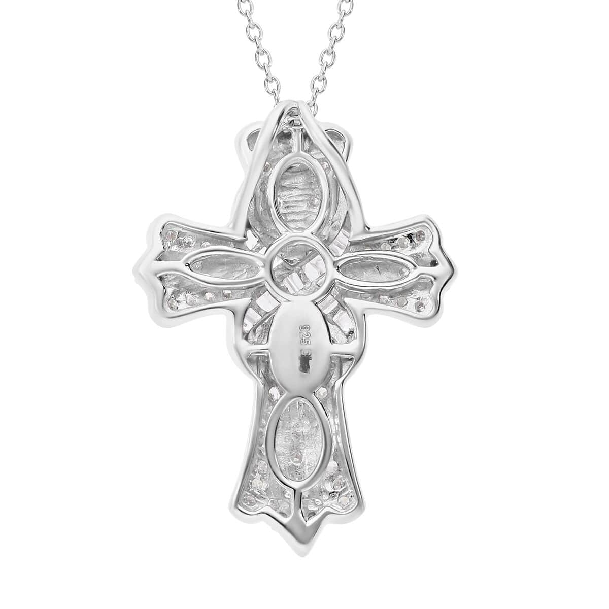 Diamond Cross Pendant Necklace 18-20 Inches in Platinum Over Sterling Silver 0.50 ctw image number 4