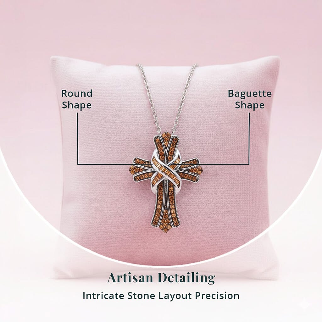 Red Diamond 0.50 ctw Cross Pendant Necklace in Platinum Over Sterling Silver 18-20 Inches