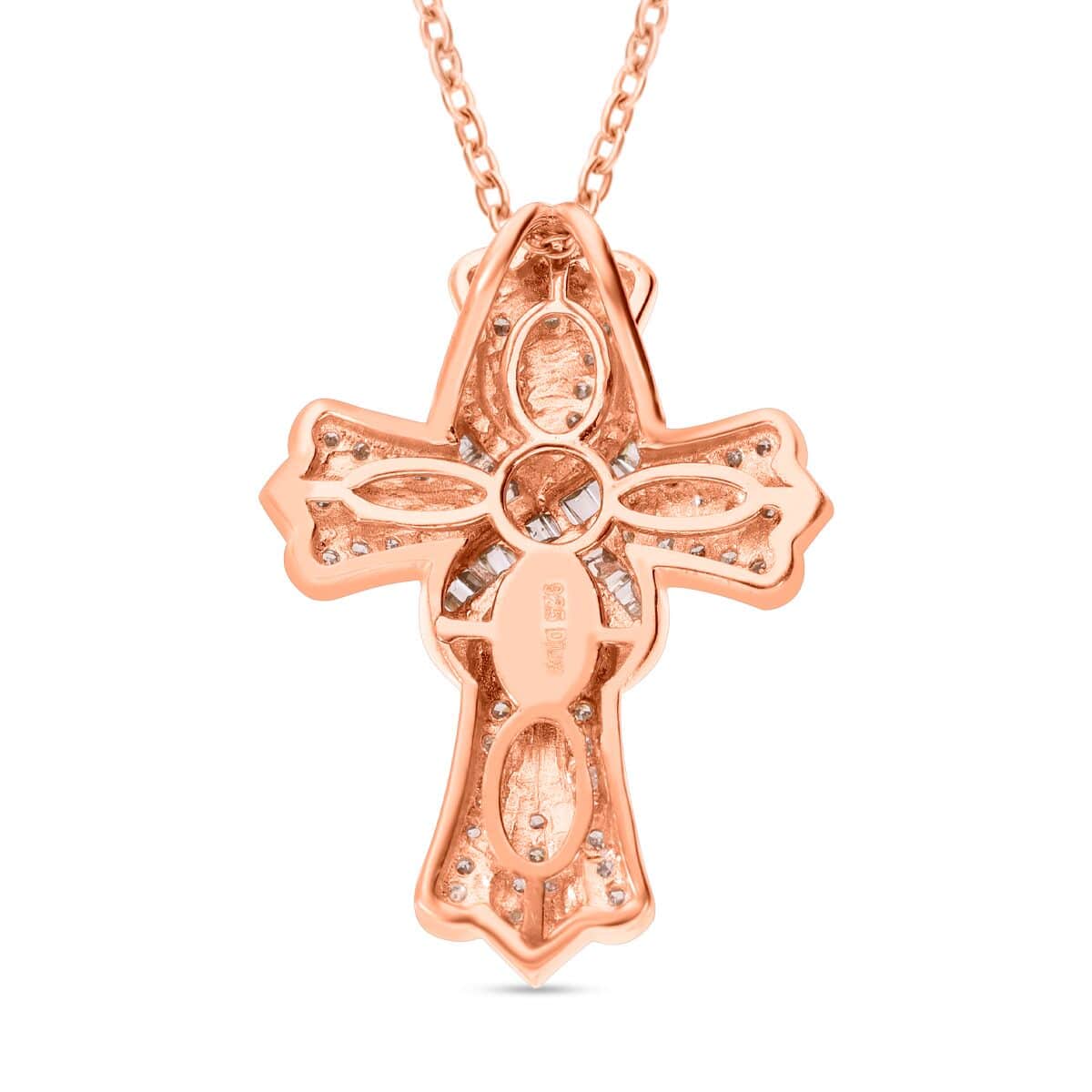 Buy Natural Champagne Diamond Cross Pendant Necklace (18 Inches) in Vermeil  RG Over Sterling Silver 0.50 ctw at