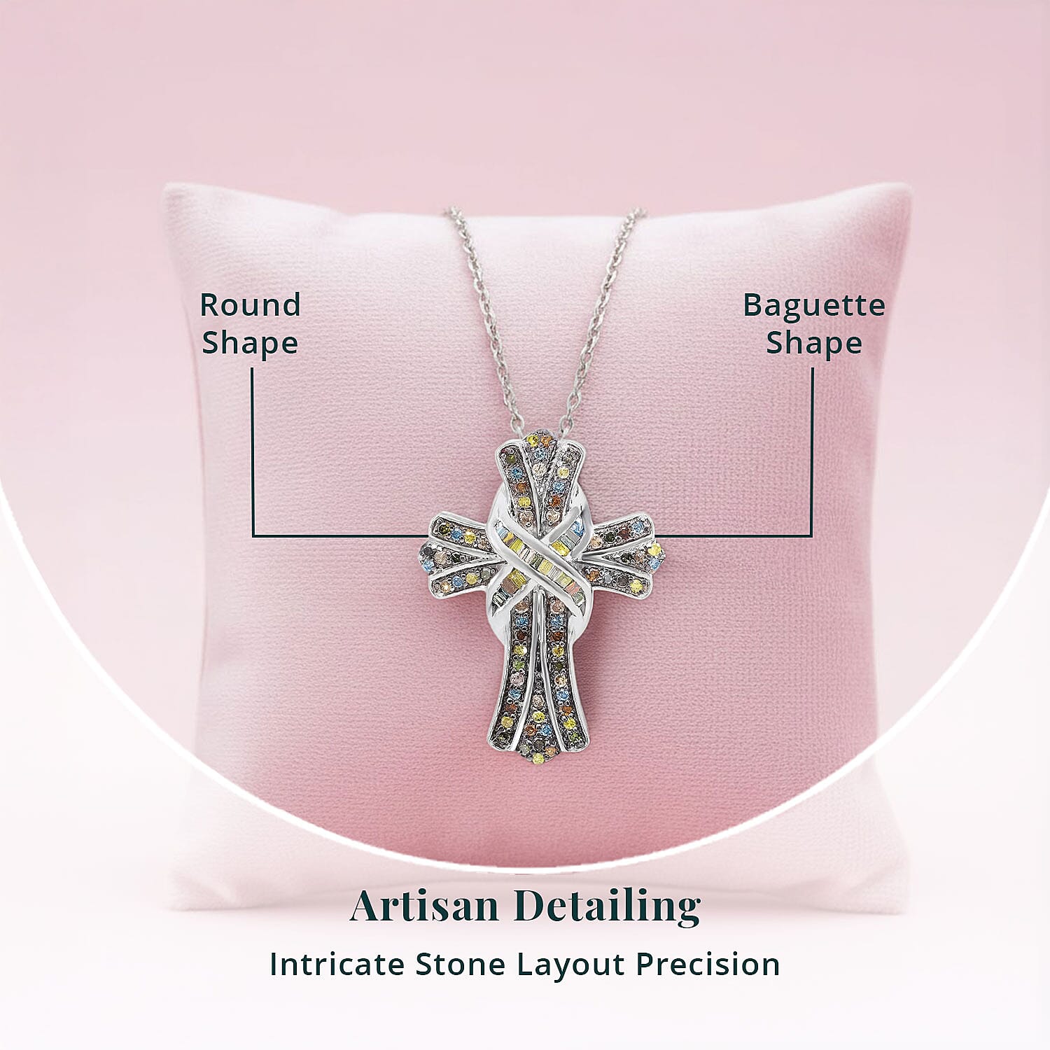 Doorbuster Diamond Cross Pendant Necklace 18 Inches in Platinum Over Sterling Silver 0.50 ctw