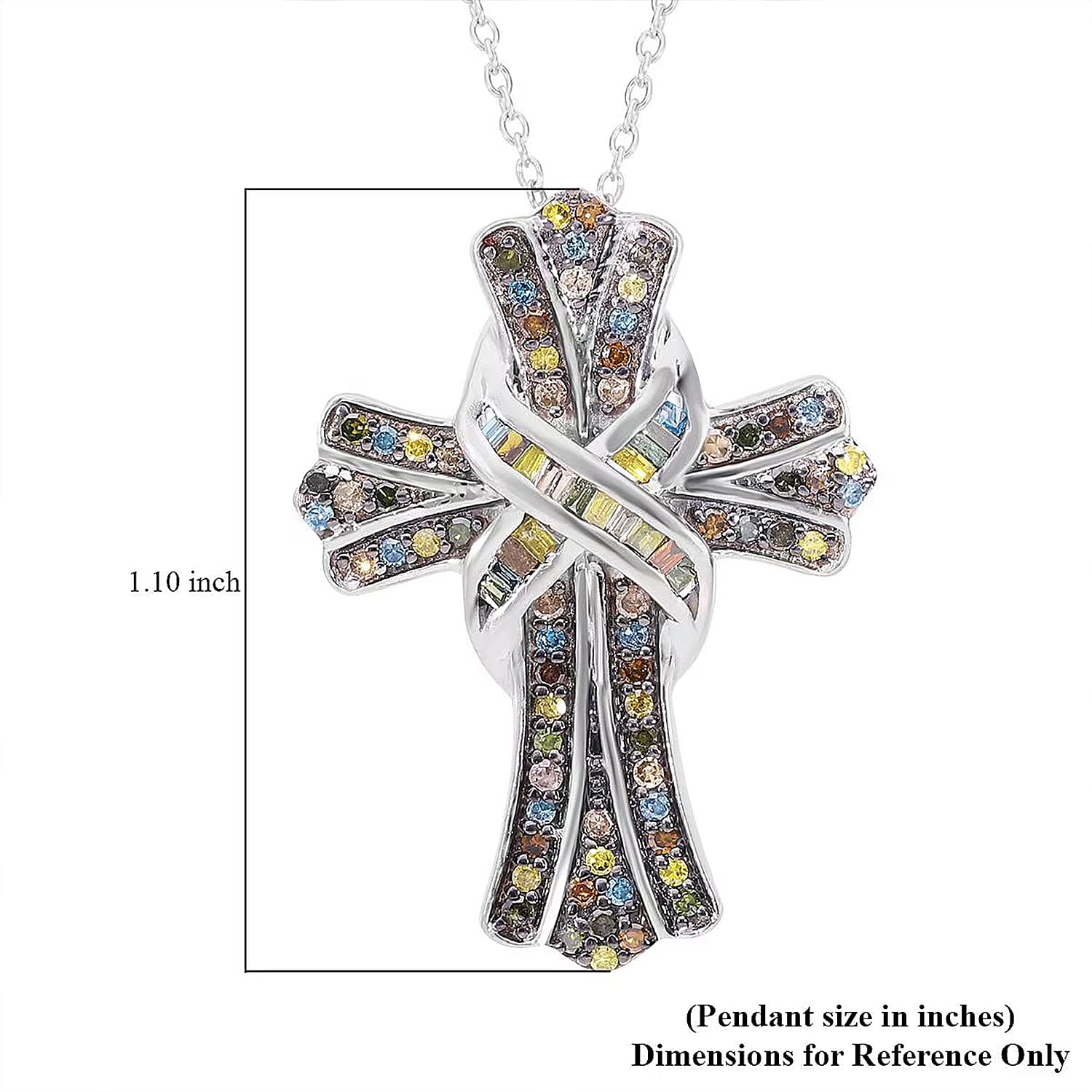 Doorbuster Diamond Cross Pendant Necklace 18 Inches in Platinum Over Sterling Silver 0.50 ctw