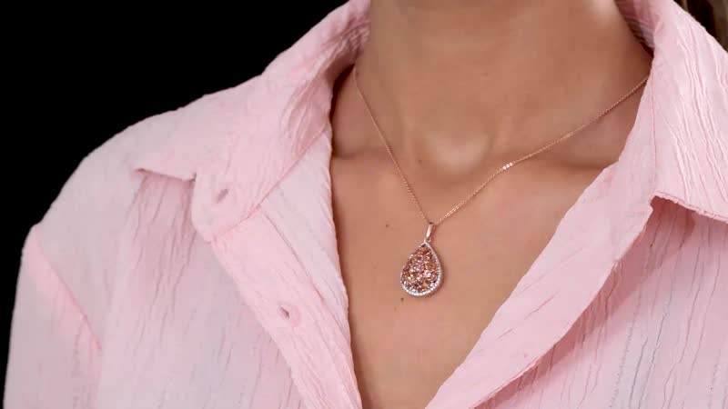 Blush Tourmaline and Multi Gemstone Pendant Necklace 20 Inches in Vermeil Rose Gold Over Sterling Silver 3.75 ctw