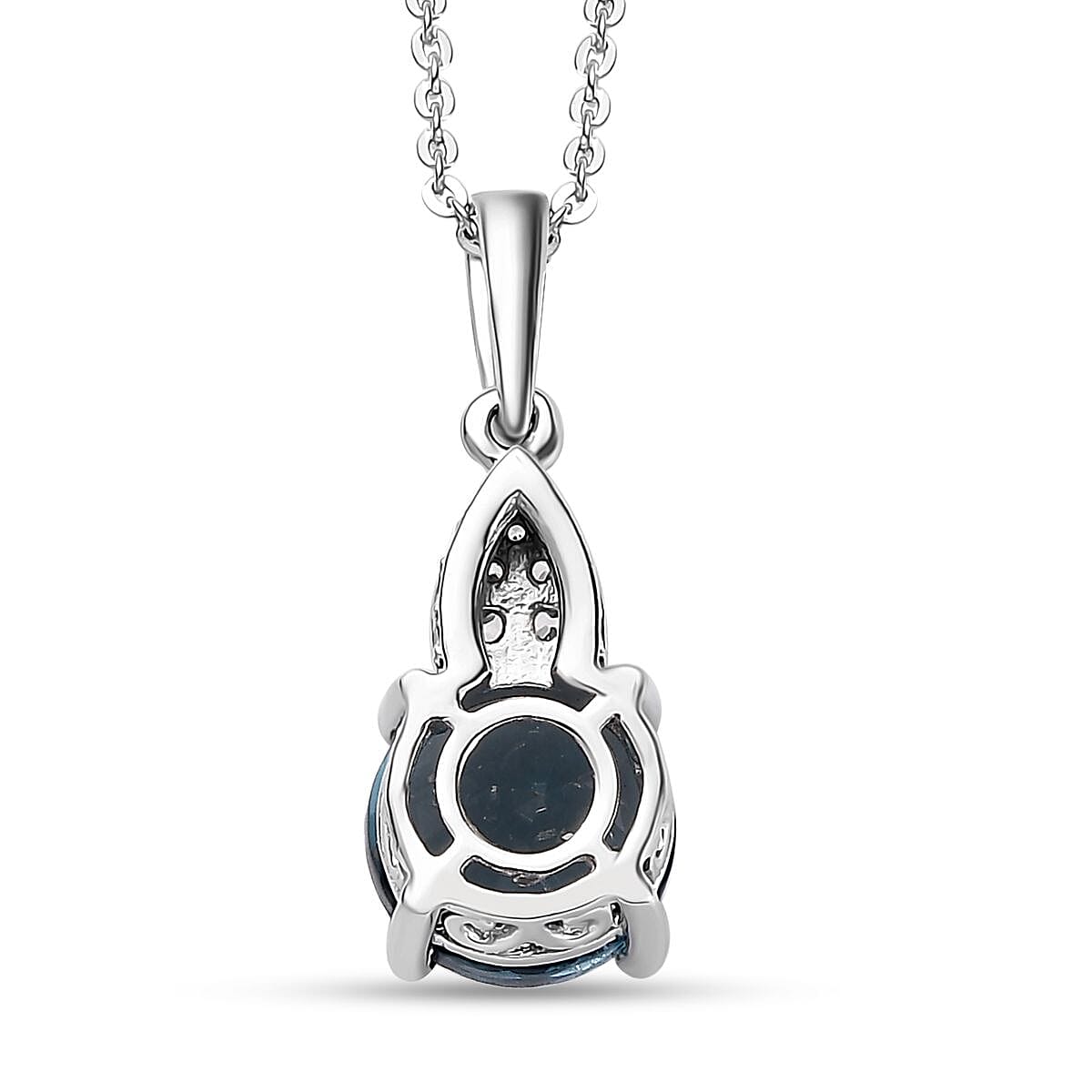 Dean Teal Fluorite (IR) and White Zircon Ring (Size 6.0) and Pendant Necklace 20 Inches in Platinum Over Sterling Silver 5.10 ctw