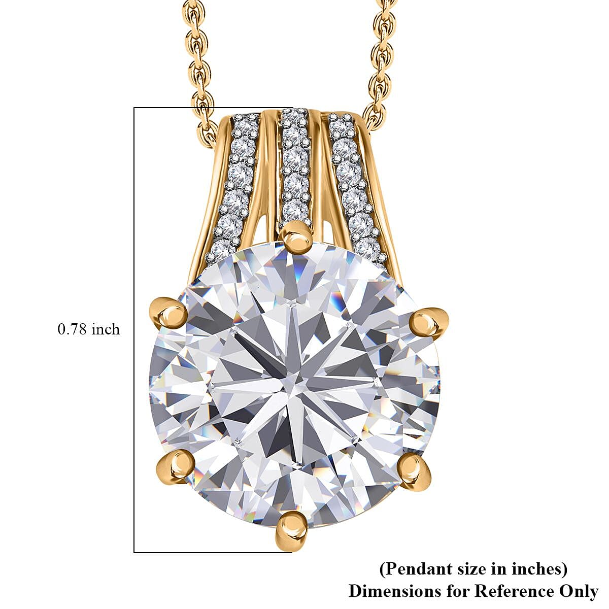 Moissanite and Ouro Fino Rubellite Princess Crown Pendant Necklace 20 Inches in Vermeil Yellow Gold Over Sterling Silver 6.10 ctw image number 6