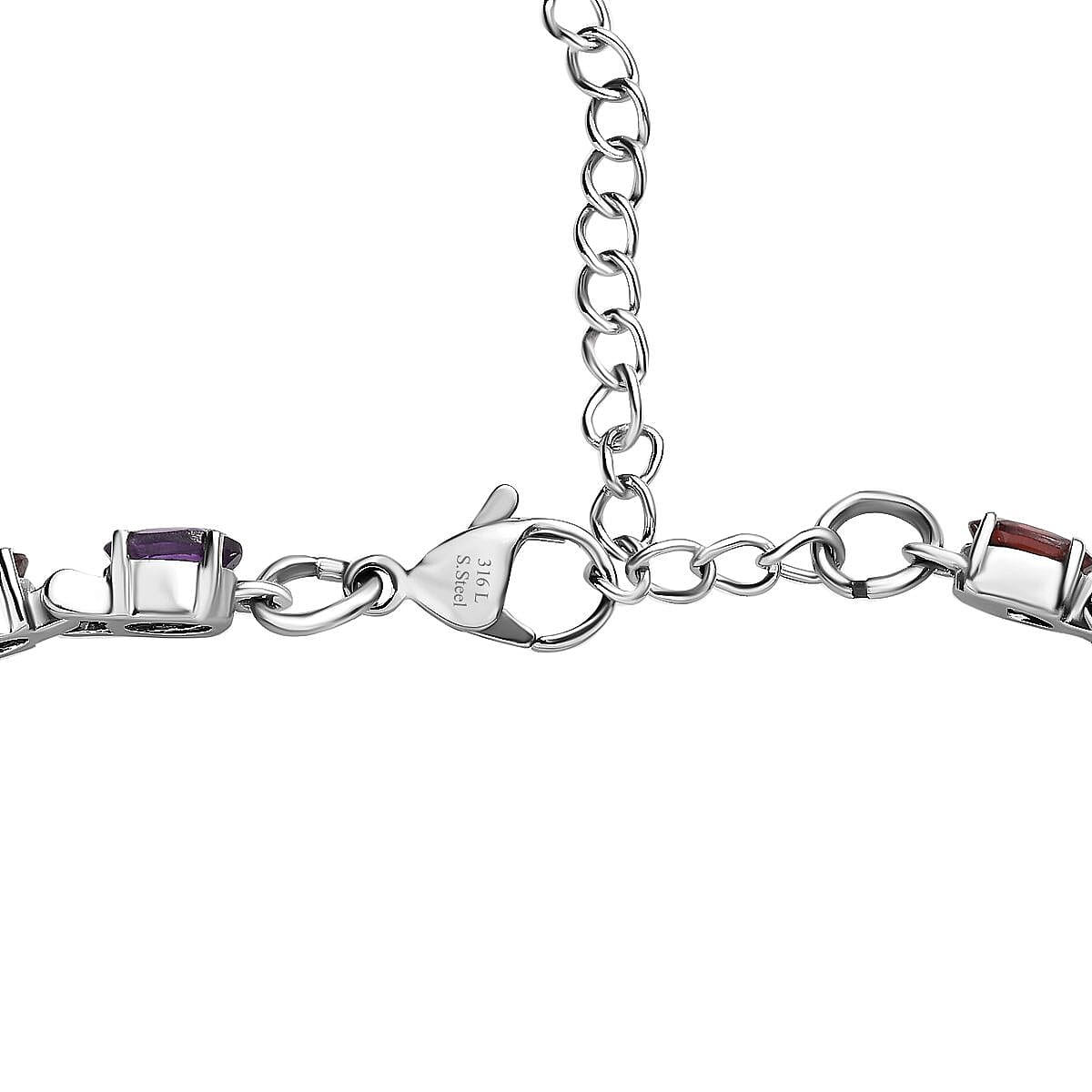 Multi Gemstone Bracelet 6.5-8.5In, Floral Earrings, Ring (Size 10.0), Pendant Necklace 20 Inches in Stainless Steel 25.90 ctw image number 11