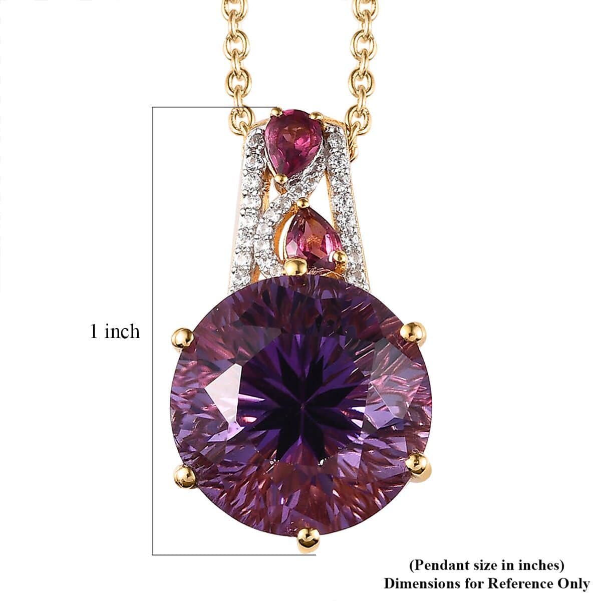 Starbrite Cut African Amethyst and Multi Gemstone Pendant Necklace 20 Inches in Vermeil Yellow Gold Over Sterling Silver 10.70 ctw image number 6