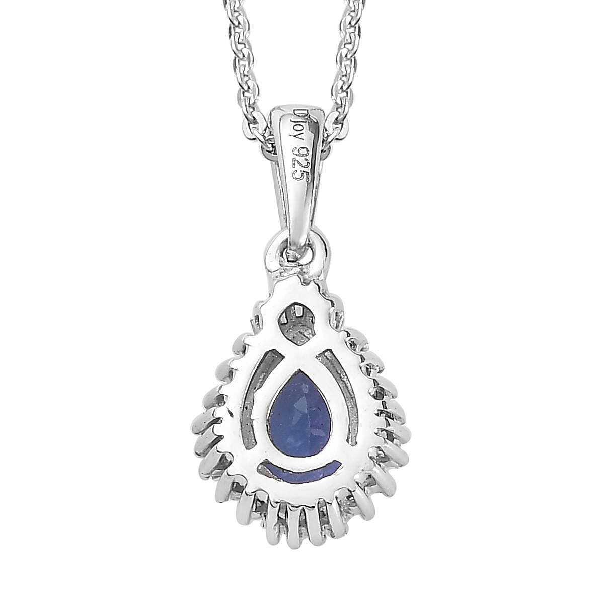 AAA Tanzanite and Diamond Halo Pendant Necklace 20 Inches in Platinum Over Sterling Silver 0.75 ctw