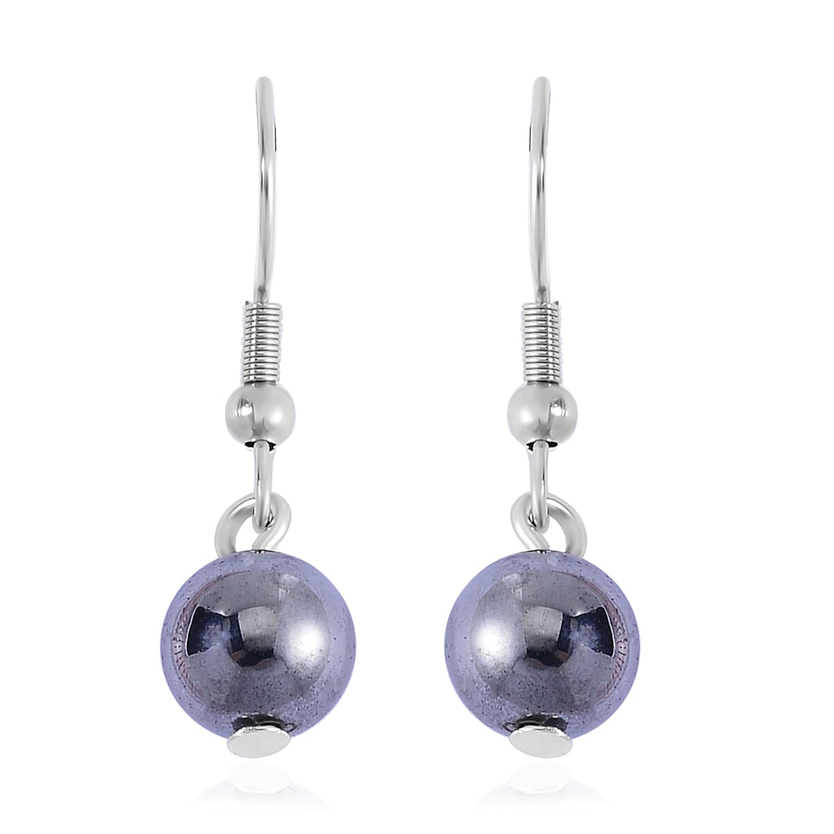 Terahertz 22.50 ctw Beaded Paper Clip Chain Station Bracelet (6-50-8.0In) and Drop Earrings in Stainless Steel