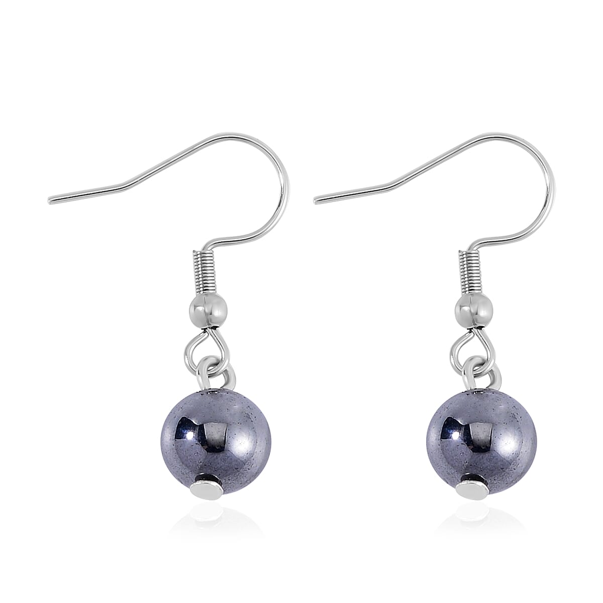 Terahertz 22.50 ctw Beaded Paper Clip Chain Station Bracelet (6-50-8.0In) and Drop Earrings in Stainless Steel