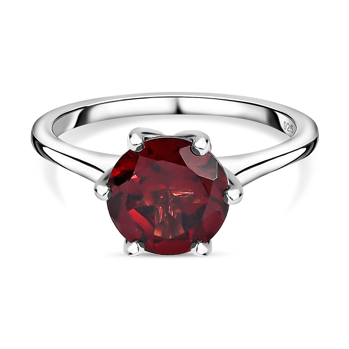 Mozambique Garnet 4.60 ctw Ring (Size 8.0) and Earrings in Platinum Over Sterling Silver