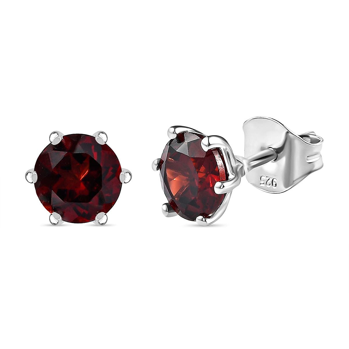 Mozambique Garnet 4.60 ctw Ring (Size 8.0) and Earrings in Platinum Over Sterling Silver
