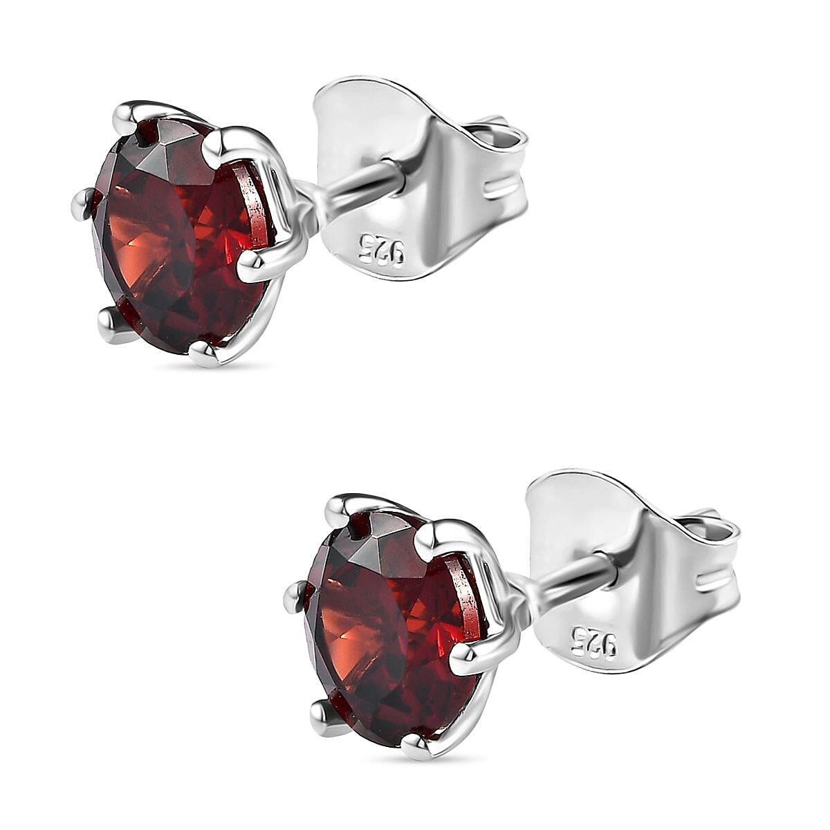 Mozambique Garnet 4.60 ctw Ring (Size 8.0) and Earrings in Platinum Over Sterling Silver