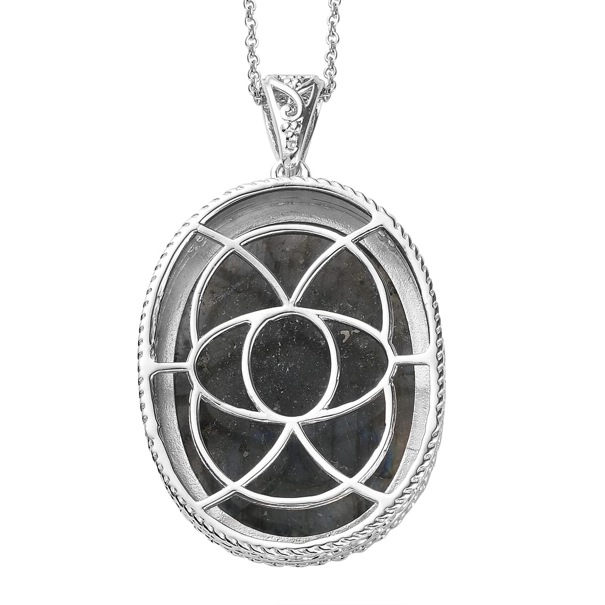 Karis Malagasy Labradorite 35 ctw Pendant in Platinum bond with Stainless Steel Necklace 20 Inches image number 5