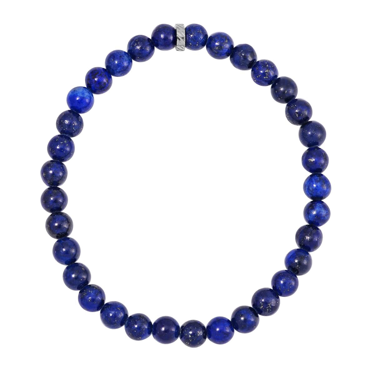 Set of 2 Lapis Lazuli Beaded Stretch and Stainless Steel Curb Chain Charm Bracelet (7.50-9.0In) 80.00 ctw image number 5