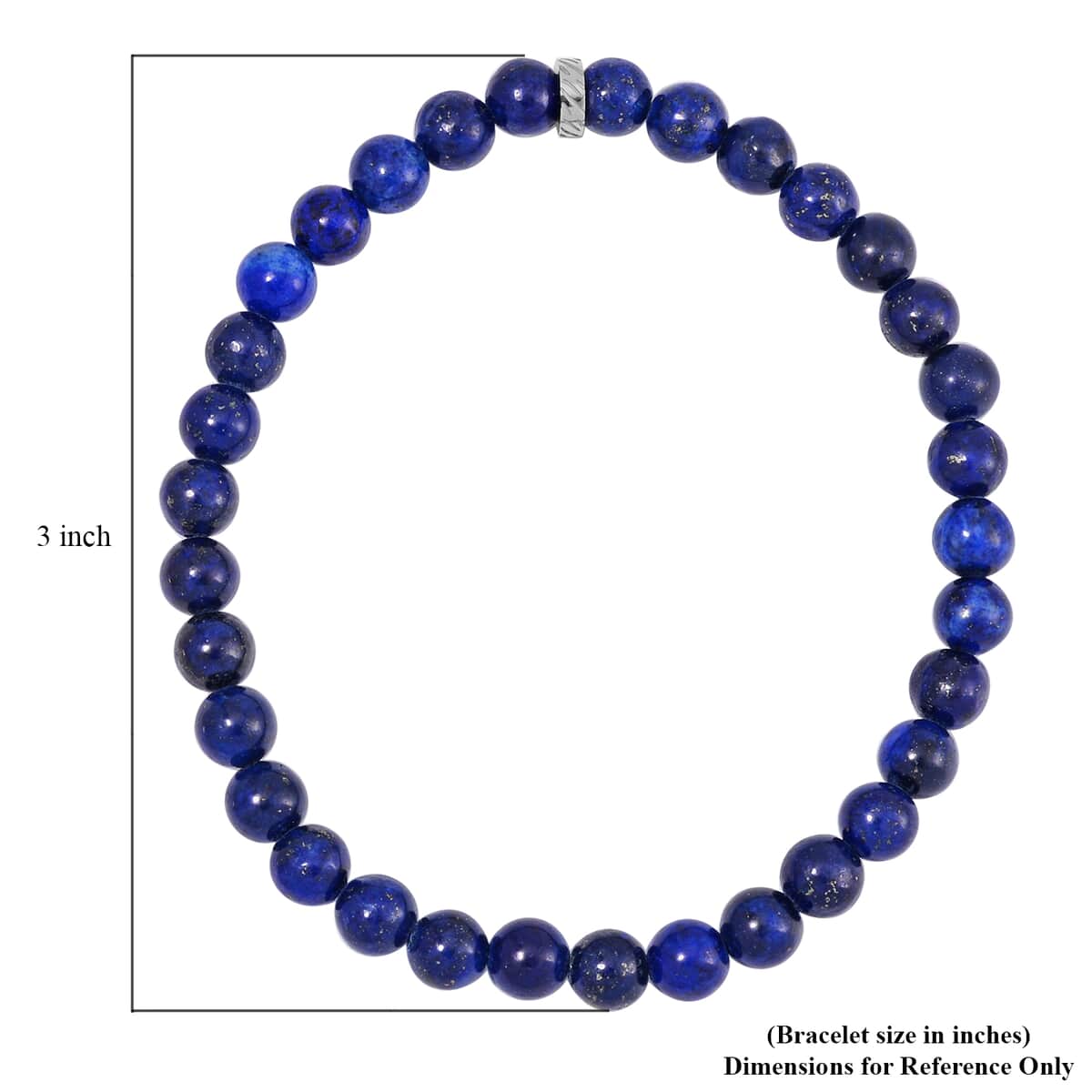 Set of 2 Lapis Lazuli Beaded Stretch and Stainless Steel Curb Chain Charm Bracelet (7.50-9.0In) 80.00 ctw image number 7