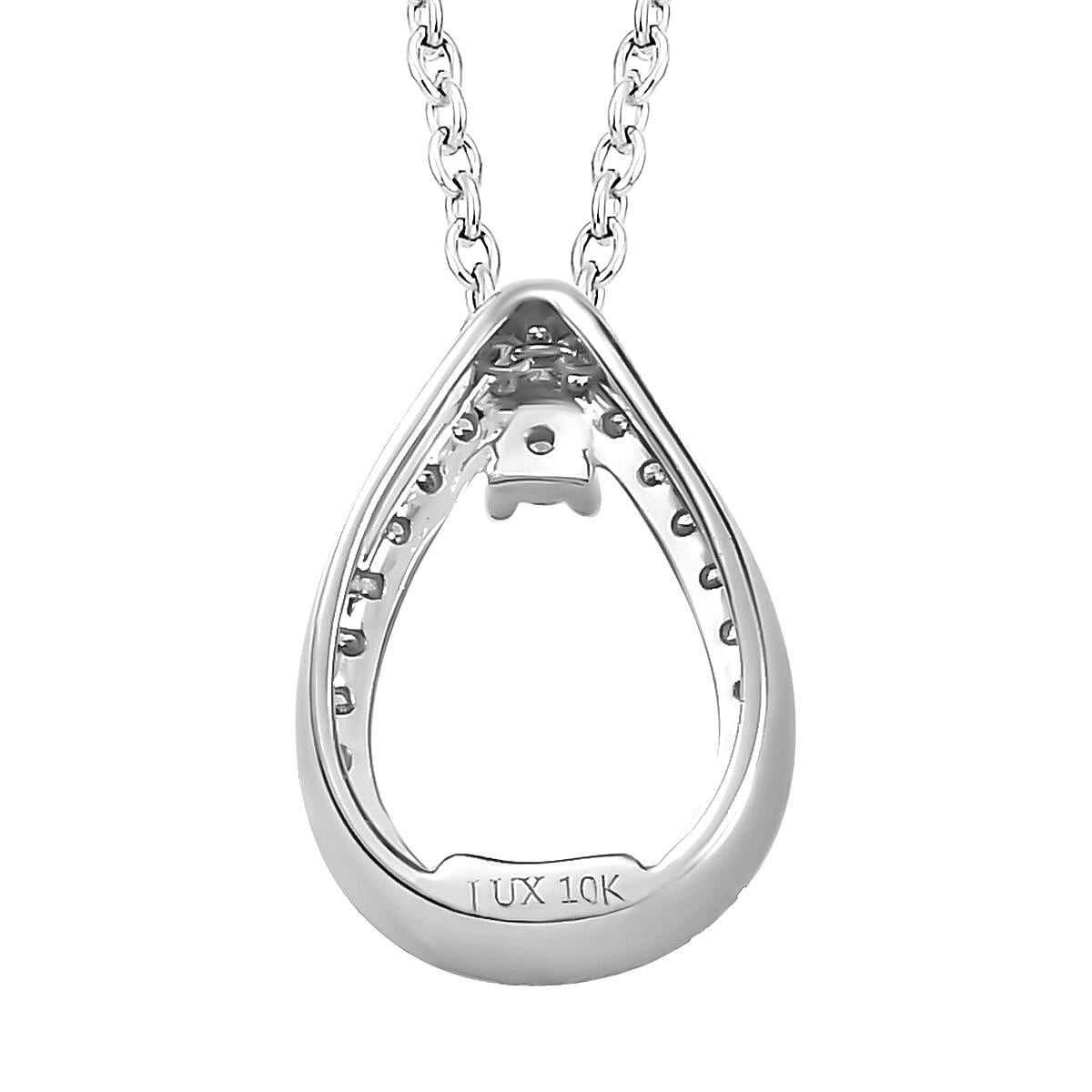 Luxoro 10K White Gold G-H I2 Diamond Pendant Necklace 20 Inches 0.25 ctw