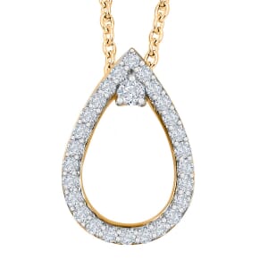 Luxoro 10K Yellow Gold G-H I2 Diamond Pendant Necklace 20 Inches 0.25 ctw