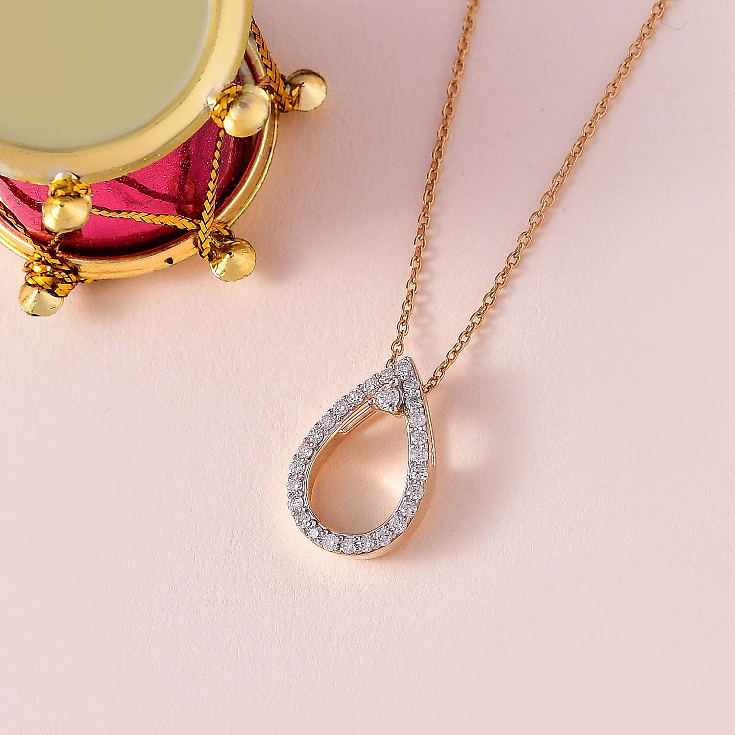 Luxoro 10K Yellow Gold G-H I2 Diamond Pendant Necklace 20 Inches 0.25 ctw