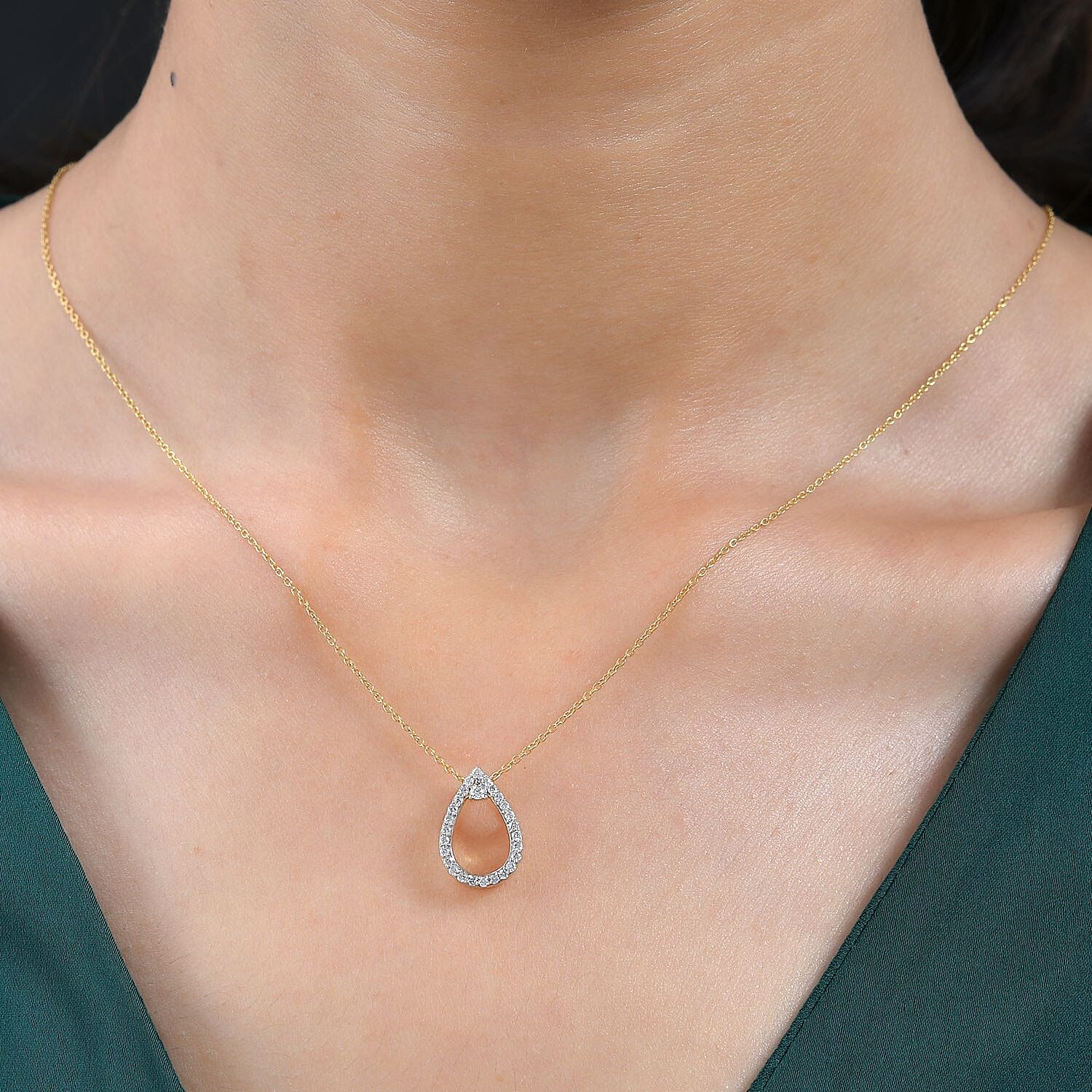 Luxoro 10K Yellow Gold G-H I2 Diamond Pendant Necklace 20 Inches 0.25 ctw