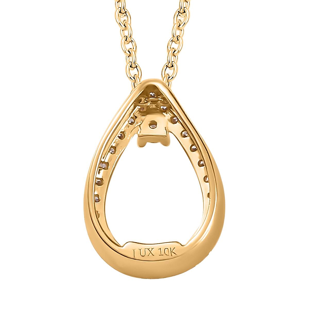 Luxoro 10K Yellow Gold G-H I2 Diamond Pendant Necklace 20 Inches 0.25 ctw