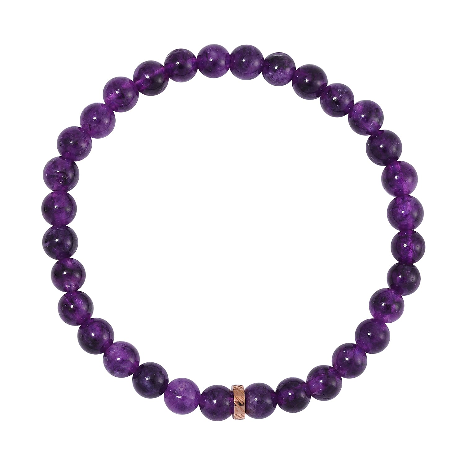 Set of 2 Amethyst Beaded Stretch and ION Plated RG Stainless Steel Curb Chain Charm Bracelet (7.50-9.0In) 80.00 ctw