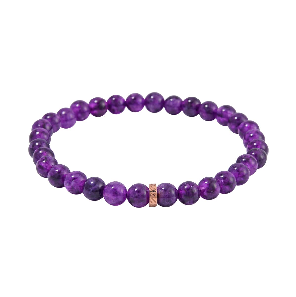 Set of 2 Amethyst Beaded Stretch and ION Plated RG Stainless Steel Curb Chain Charm Bracelet (7.50-9.0In) 80.00 ctw image number 6