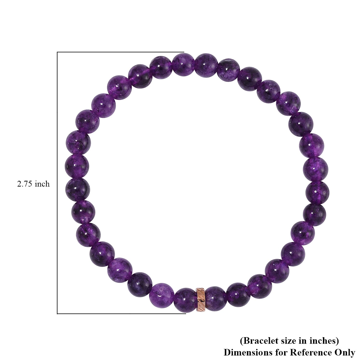 Set of 2 Amethyst Beaded Stretch and ION Plated RG Stainless Steel Curb Chain Charm Bracelet (7.50-9.0In) 80.00 ctw