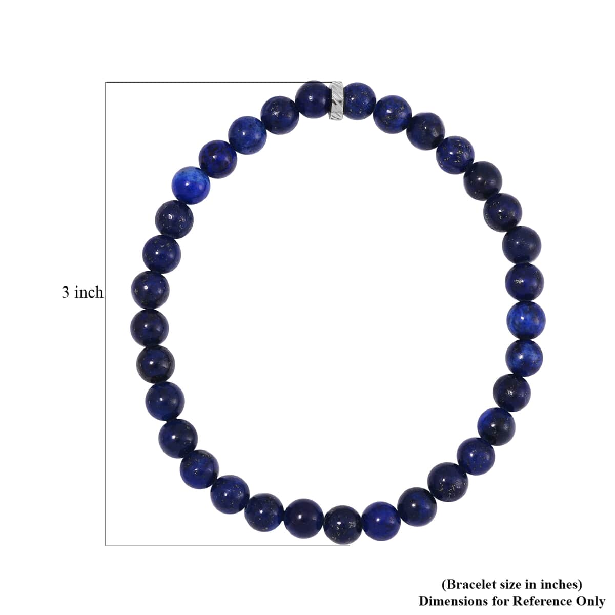 Set of 2 Lapis Lazuli Beaded Stretch and Stainless Steel Paper Clip Chain Charm Bracelet (7.50-9.0In) 80.00 ctw image number 7