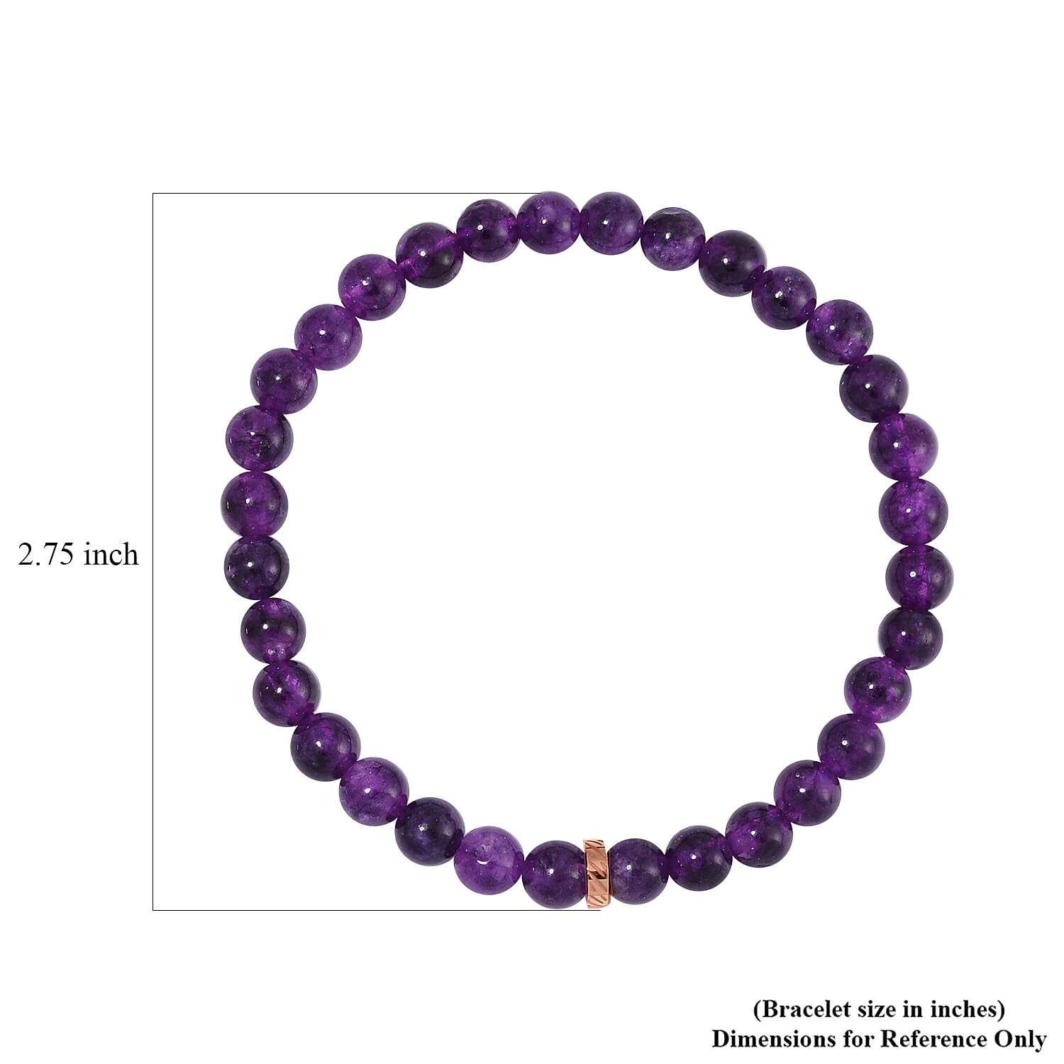 Set of 2 Amethyst Beaded Stretch and ION Plated RG Stainless Steel Paper Clip Chain Charm Bracelet (7.50-9.0In) 80.00 ctw