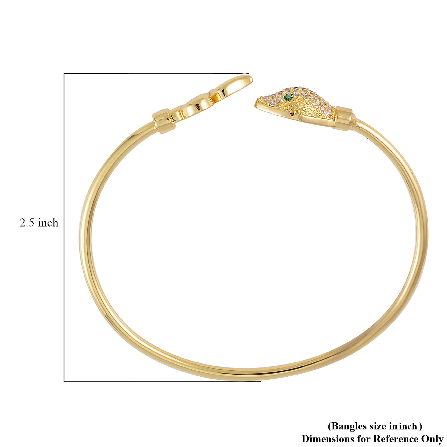 Simulated Pearl, Simulated Multi Color Diamond Set of 2 Snake and Elephant Cuff Bracelet (7.50 In) in Goldtone 0.35 ctw