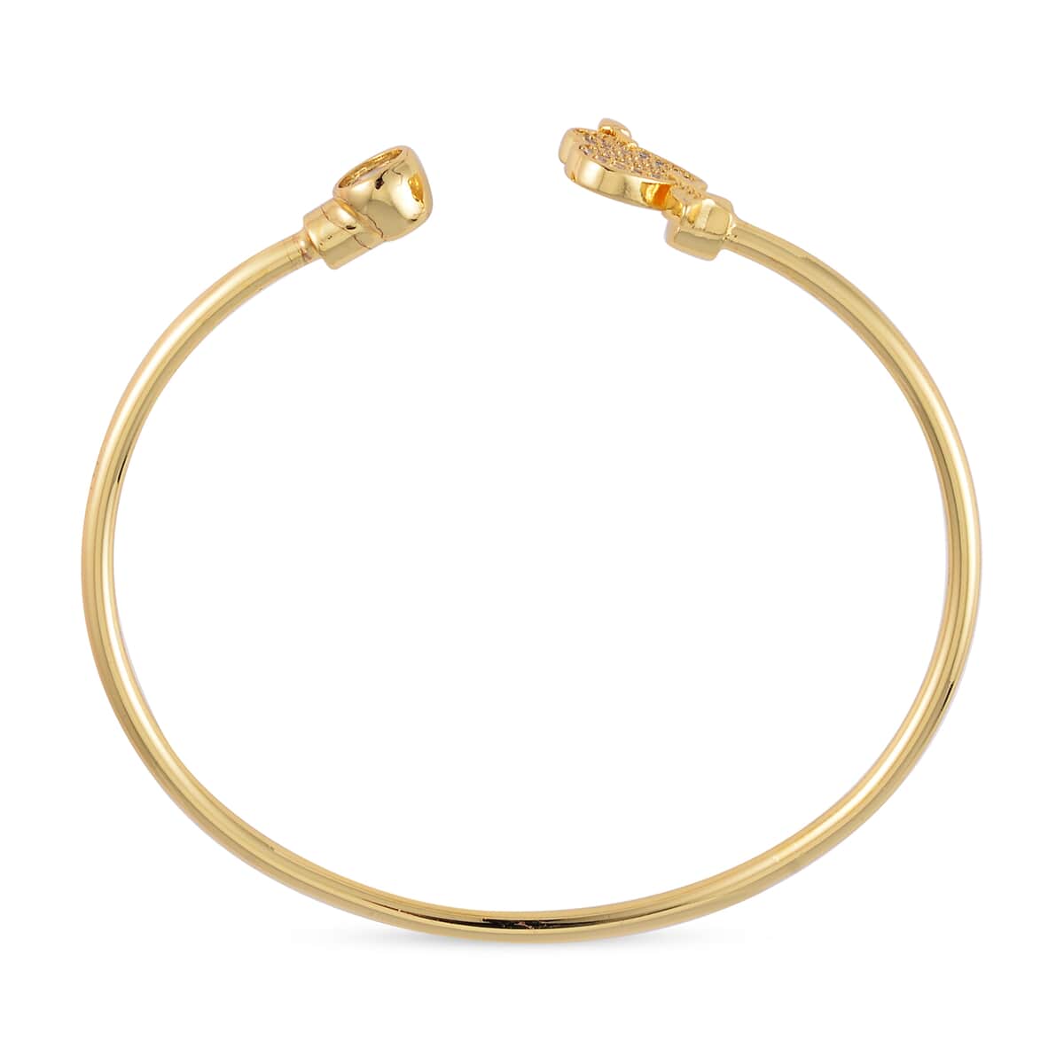 Set of 2 Simulated Diamond Butterfly and Heart Cuff Bracelet in in Goldtone (7.25 In) image number 7