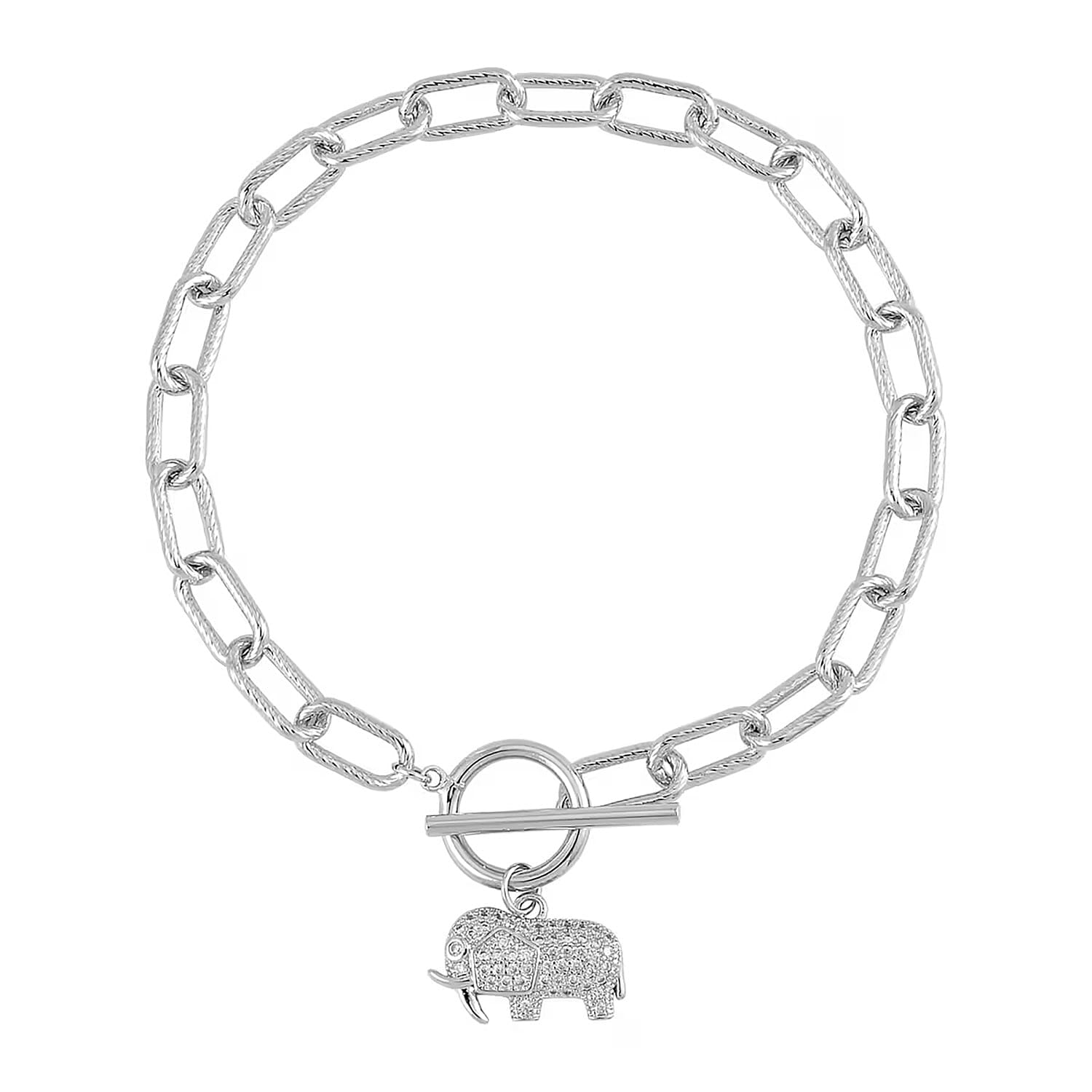 Simulated Diamond, Austrian Crystal Bracelet (7.50In) and Earrings in Silvertone 0.30 ctw