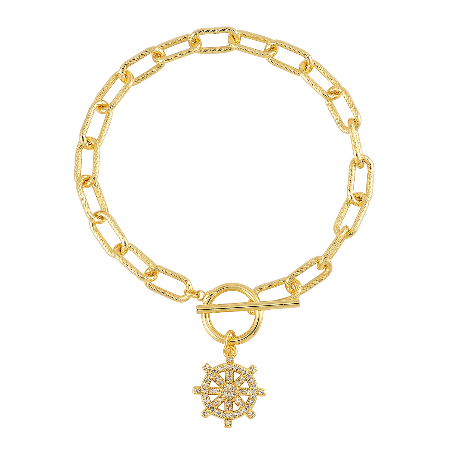 Simulated Diamond, Austrian Crystal Bracelet (7.50In) and Earrings in Goldtone 0.30 ctw