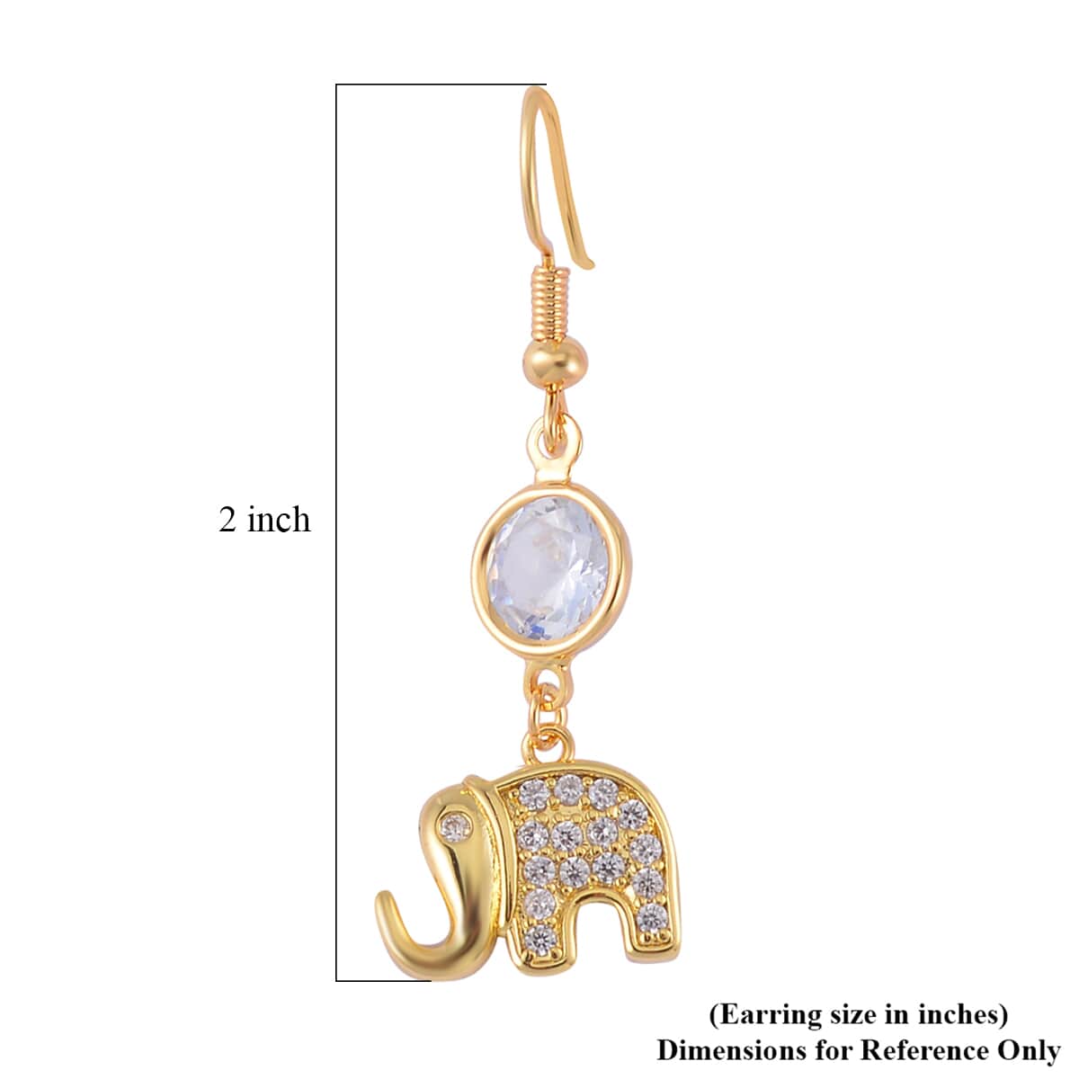 Simulated Pearl, Simulated Diamond, Austrian Crystal Earrings and Cuff Bracelet (7.00 In) with Elephant Charm in Goldtone 1.00 ctw image number 8