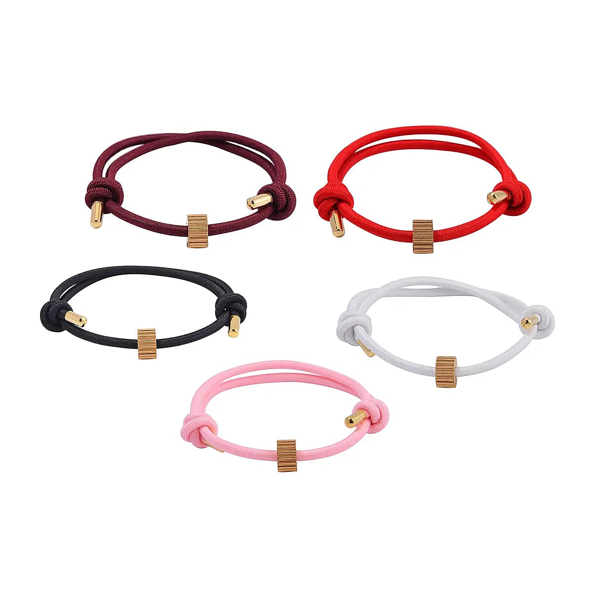 Valentine's Day Ever True Emergency Glass Breaker Gift Set of 5 Multi Color Strand Bracelet in Tungsten and ION Plated YG Stainless Steel (Adjustable)