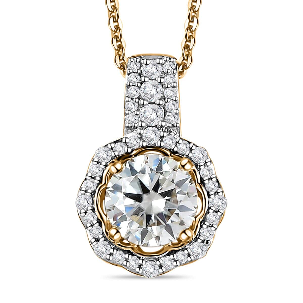 Buy Moissanite Floral Pendant Necklace 20 Inches in Vermeil Yellow Gold ...