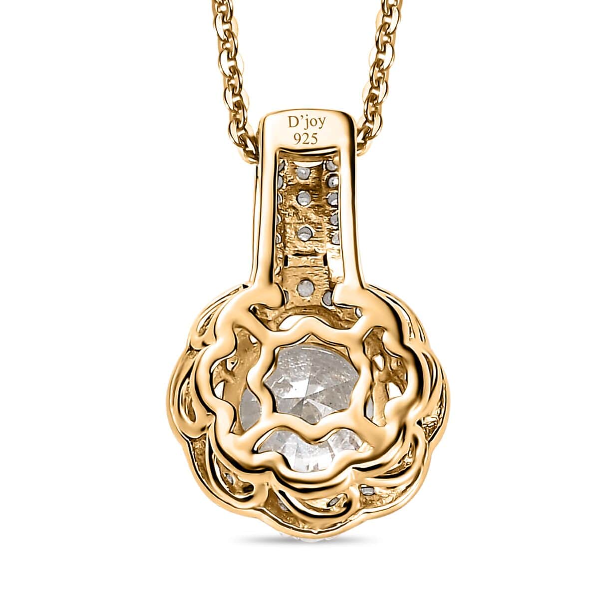 Moissanite Floral Pendant Necklace 20 Inches in Vermeil Yellow Gold Over Sterling Silver 1.60 ctw image number 5