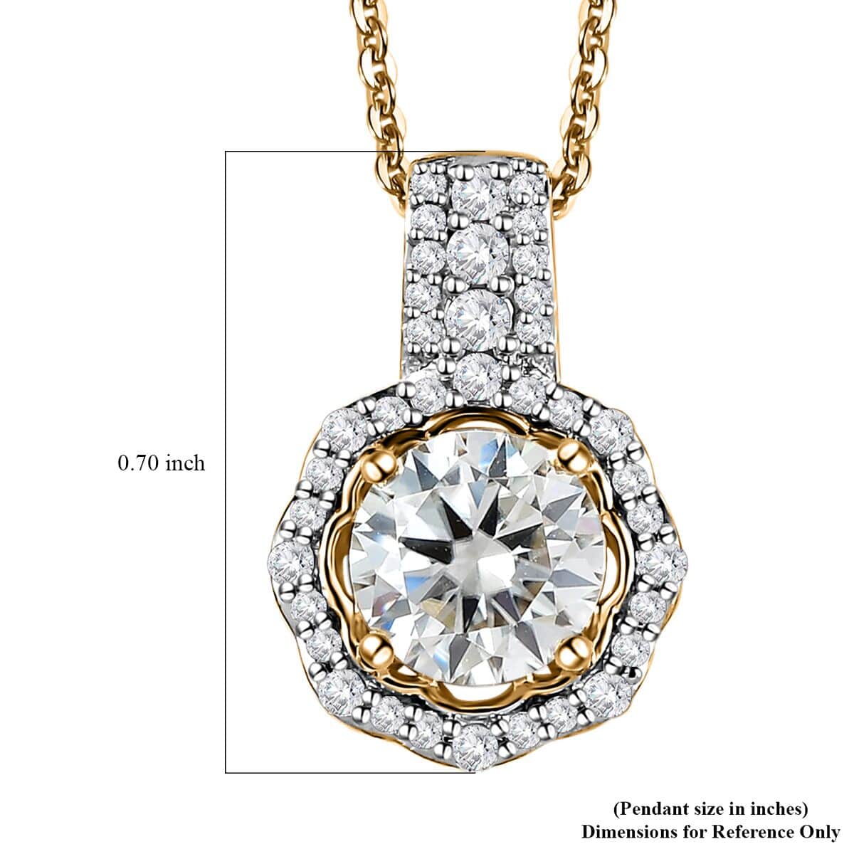 Moissanite Floral Pendant Necklace 20 Inches in Vermeil Yellow Gold Over Sterling Silver 1.60 ctw image number 7