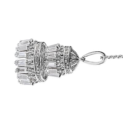 White Topaz 4.30 ctw Pendant Necklace in Rhodium Over Sterling Silver 20 Inches