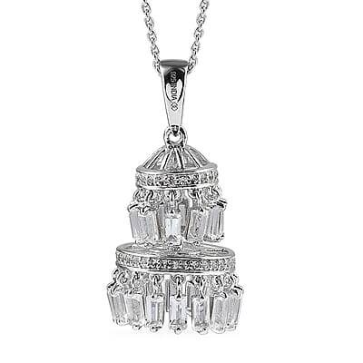 White Topaz 4.30 ctw Pendant Necklace in Rhodium Over Sterling Silver 20 Inches