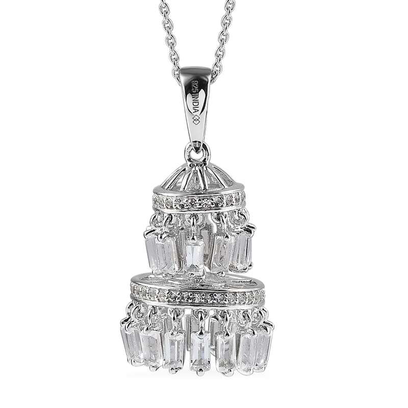 White Topaz 4.30 ctw Pendant Necklace in Rhodium Over Sterling Silver 20 Inches