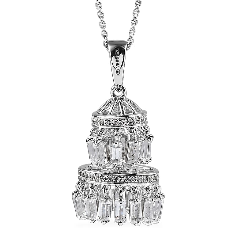 White Topaz 4.30 ctw Pendant Necklace in Rhodium Over Sterling Silver 20 Inches