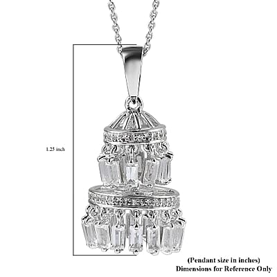 White Topaz 4.30 ctw Pendant Necklace in Rhodium Over Sterling Silver 20 Inches