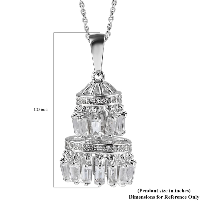 White Topaz 4.30 ctw Pendant Necklace in Rhodium Over Sterling Silver 20 Inches