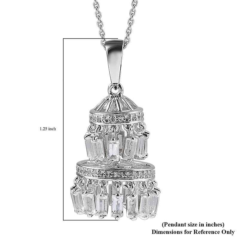 White Topaz 4.30 ctw Pendant Necklace in Rhodium Over Sterling Silver 20 Inches