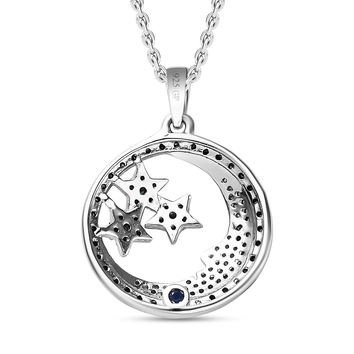 GP Celestial Dreams Collection Blue and White Diamond Pendant Necklace 20 Inches in Platinum Over Sterling Silver 0.50 ctw