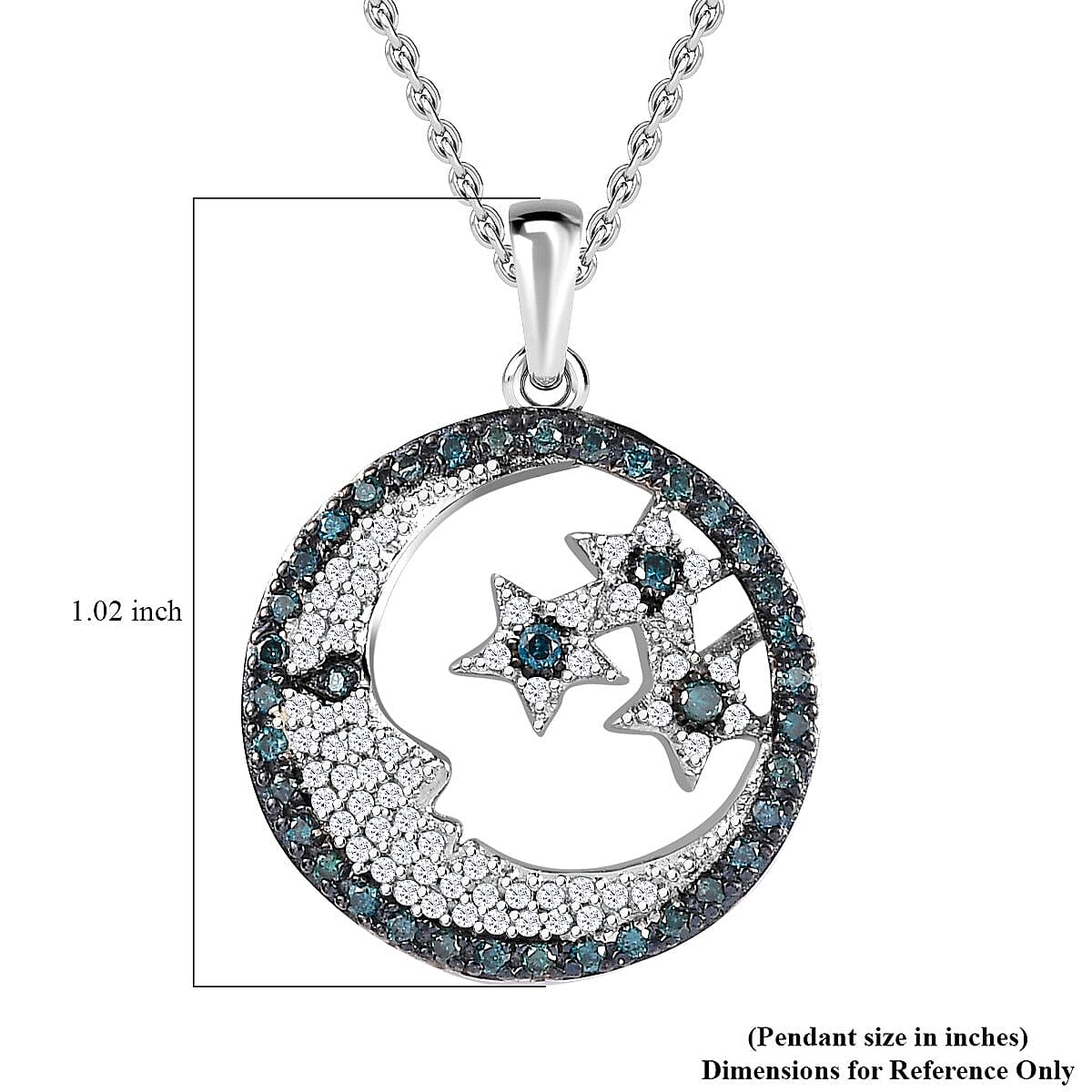 GP Celestial Dreams Collection Blue and White Diamond Pendant Necklace 20 Inches in Platinum Over Sterling Silver 0.50 ctw