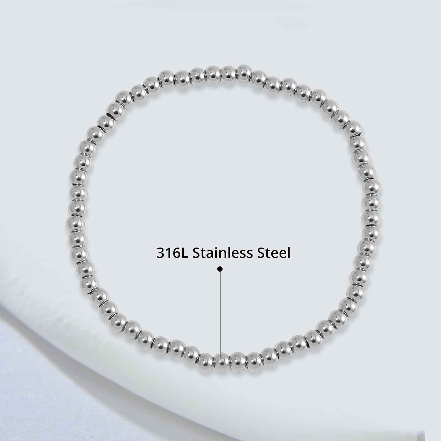 EverTrue Set of 5 Beaded Stretch Bracelet in Stainless Steel, Adjustable Stackable Bracelet Set, Birthday Anniversary Gift